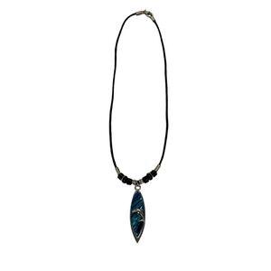 Paua Abalone Dolphin Pendant Blue Silver Necklace